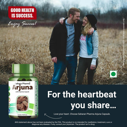 Sahara Pharma Arjuna Capsule | Terminalia Arjuna | Rich in Calcium, Magnesium, Zinc, Copper | Non GMO, Gluten Free, Zero Fillers | 500mg - 60 Capsulev