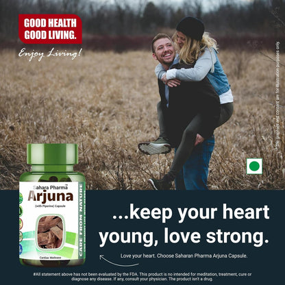 Sahara Pharma Arjuna Capsule | Terminalia Arjuna | Rich in Calcium, Magnesium, Zinc, Copper | Non GMO, Gluten Free, Zero Fillers | 500mg - 60 Capsulev