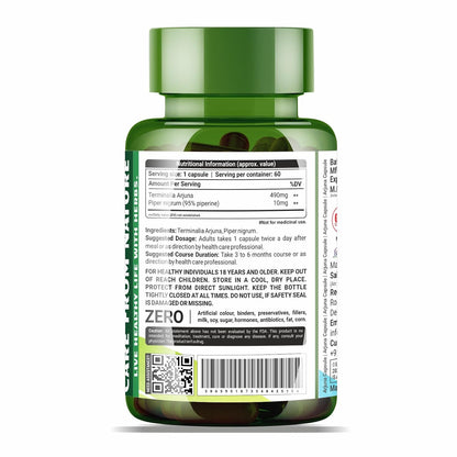 Sahara Pharma Arjuna Capsule | Terminalia Arjuna | Rich in Calcium, Magnesium, Zinc, Copper | Non GMO, Gluten Free, Zero Fillers | 500mg - 60 Capsulev