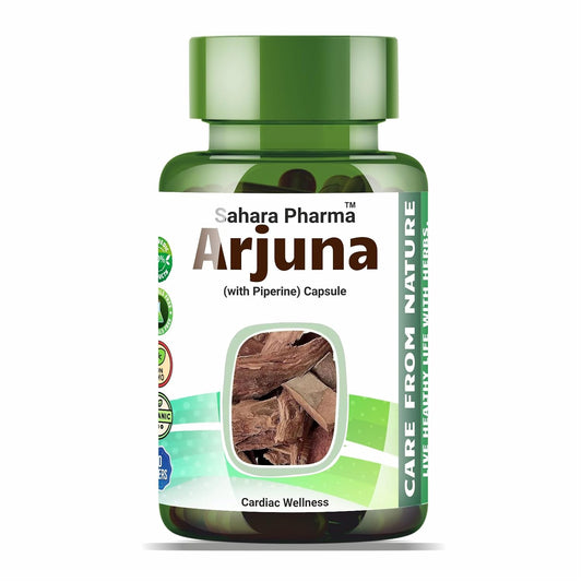 Sahara Pharma Arjuna Capsule | Terminalia Arjuna | Rich in Calcium, Magnesium, Zinc, Copper | Non GMO, Gluten Free, Zero Fillers | 500mg - 60 Capsulev