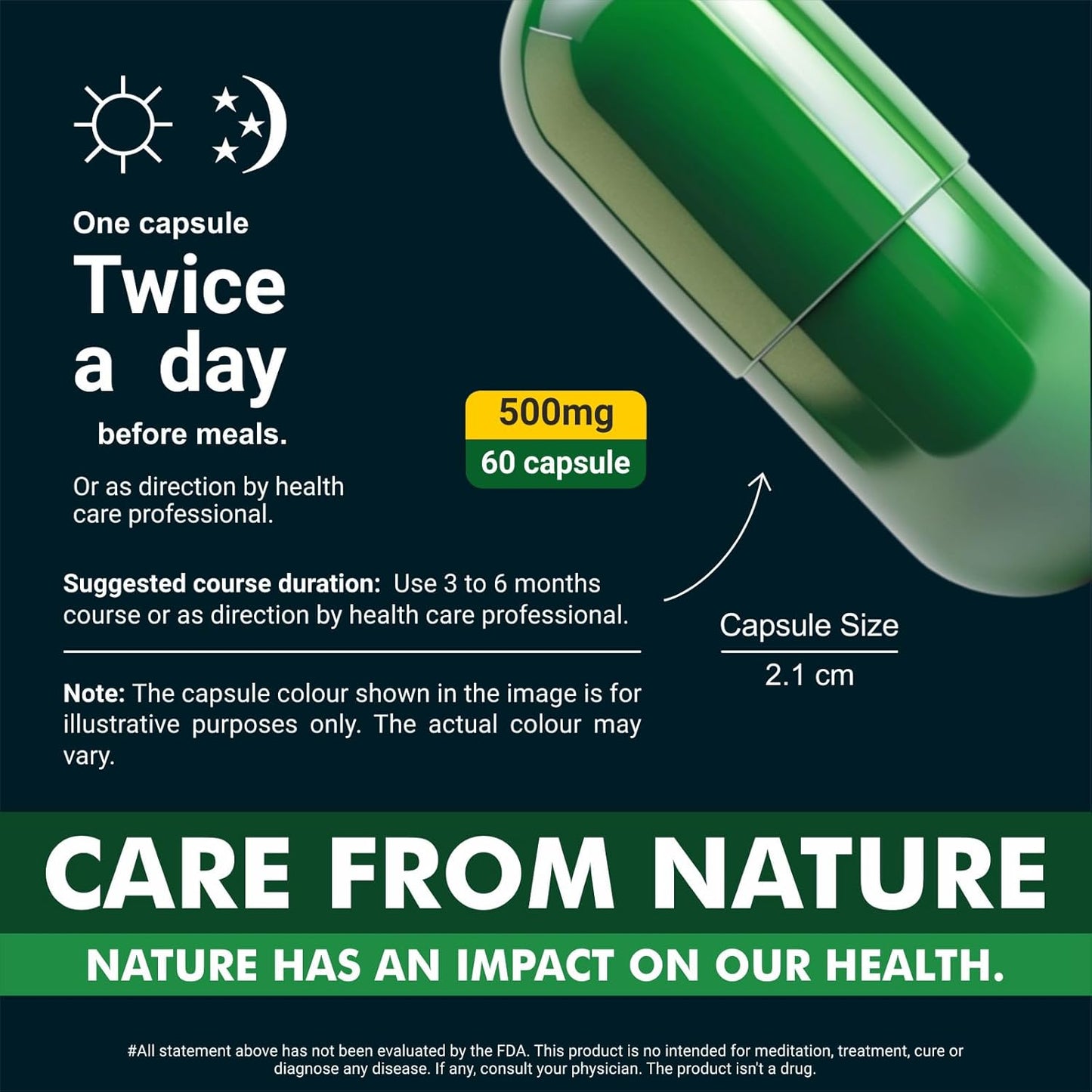Sahara Pharma Neem & Turmeric Capsule with Black Pepper | Antioxidant Support, Joint & Immune Support, Skin Wellness | Non GMO, Gluten Free, Zero Fillers | 500mg - 60 Capsule