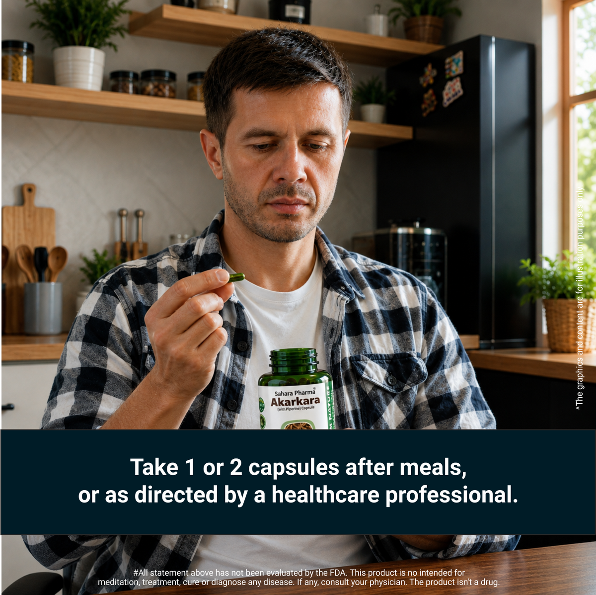 Sahara Pharma Akarkara Capsule | Non GMO, Gluten Free, Zero Fillers | 750mg - 60 Capsule