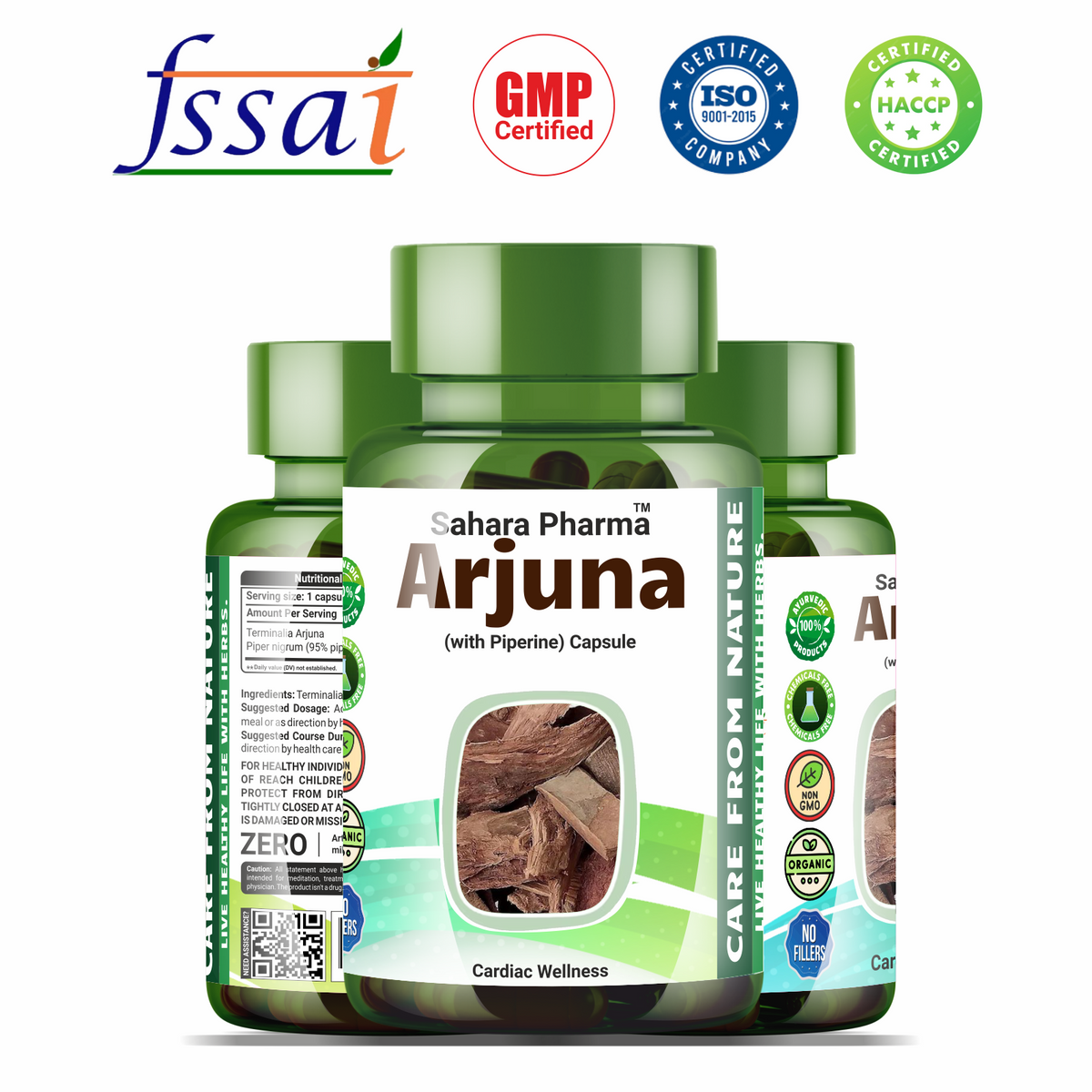 Sahara Pharma Arjuna Capsule | Non GMO, Gluten Free, Zero Fillers | 500mg - 60 Capsule
