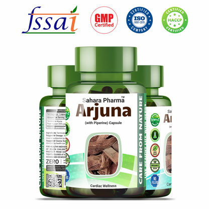 Sahara Pharma Arjuna Capsule | Non GMO, Gluten Free, Zero Fillers | 500mg - 60 Capsule