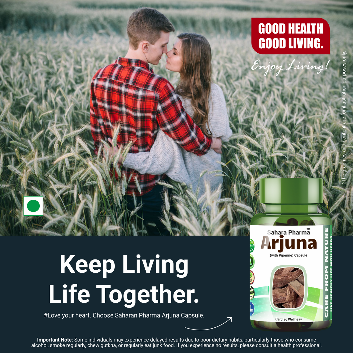 Sahara Pharma Arjuna Capsule | Non GMO, Gluten Free, Zero Fillers | 500mg - 60 Capsule