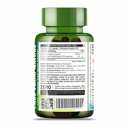 Sahara Pharma Arjuna Capsule | Non GMO, Gluten Free, Zero Fillers | 500mg - 60 Capsule