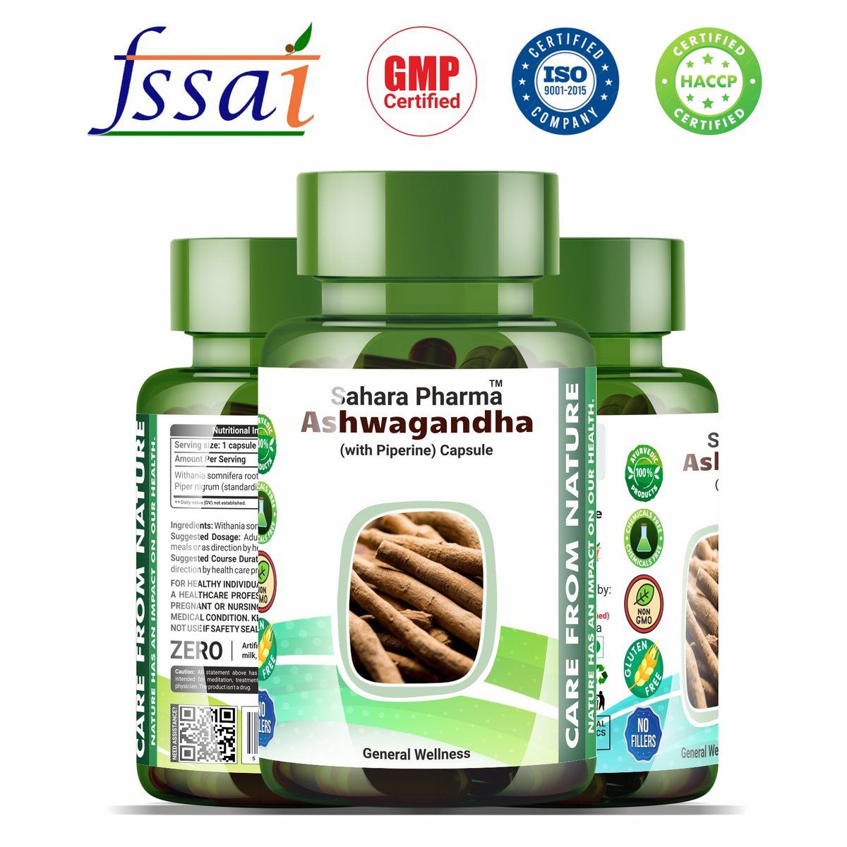 Sahara Pharma Ashwagandha Capsule | Non GMO, Gluten Free, Zero Fillers | 60 Capsule