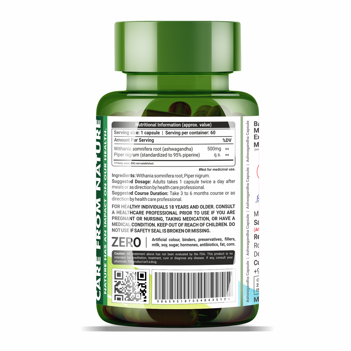 Sahara Pharma Ashwagandha Capsule | Non GMO, Gluten Free, Zero Fillers | 60 Capsule