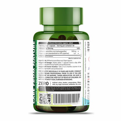 Sahara Pharma Ashwagandha Capsule | Non GMO, Gluten Free, Zero Fillers | 60 Capsule