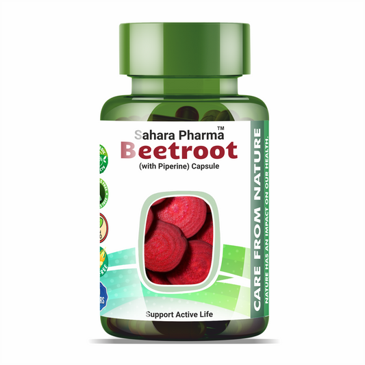 Sahara Pharma Beetroot Capsules | Non GMO, Gluten Free, Zero Fillers | 500mg - 60 Capsules