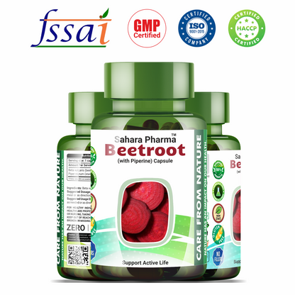 Sahara Pharma Beetroot Capsules | Non GMO, Gluten Free, Zero Fillers | 500mg - 60 Capsules