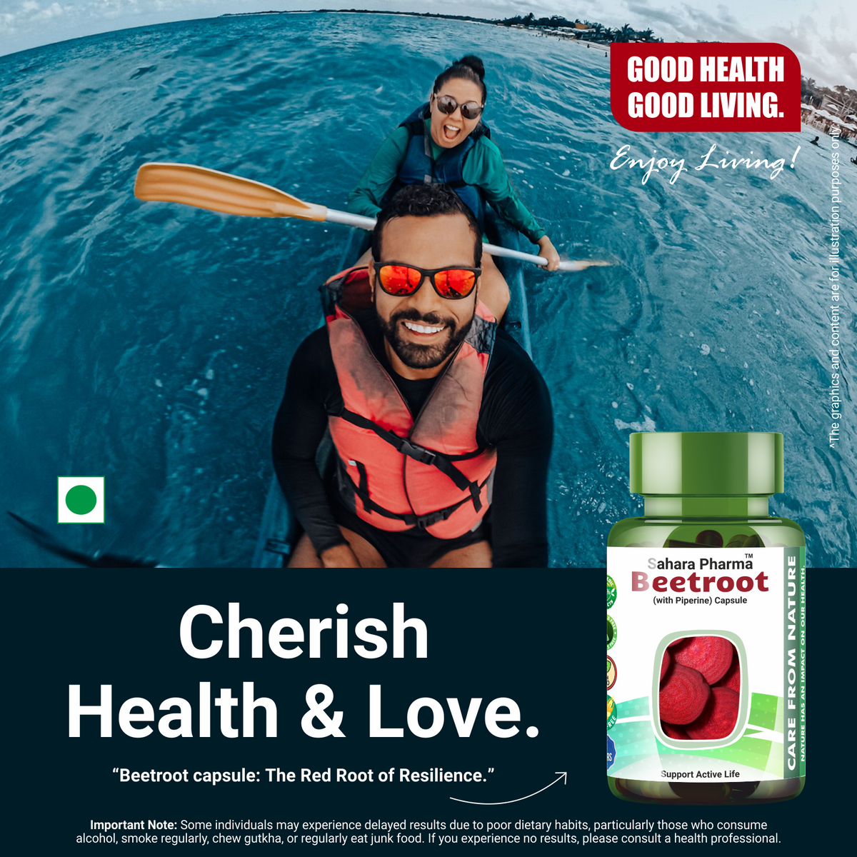 Sahara Pharma Beetroot Capsules | Non GMO, Gluten Free, Zero Fillers | 500mg - 60 Capsules