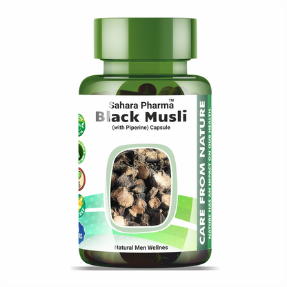 Sahara Pharma Black Musli Capsule | Non GMO, Gluten Free, Zero Fillers | 800mg - 60 Capsule