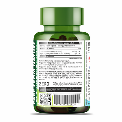 Sahara Pharma Black Musli Capsule | Non GMO, Gluten Free, Zero Fillers | 800mg - 60 Capsule