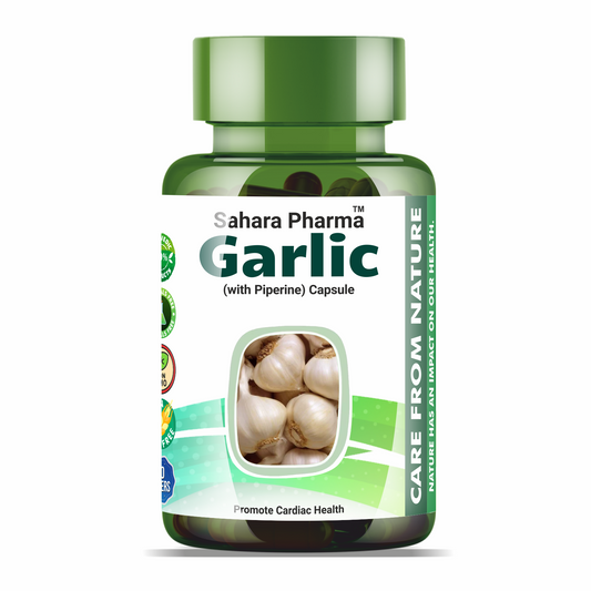 Sahara Pharma Garlic Capsule | Non GMO, Gluten Free, Zero Fillers | 500mg - 60 Capsule
