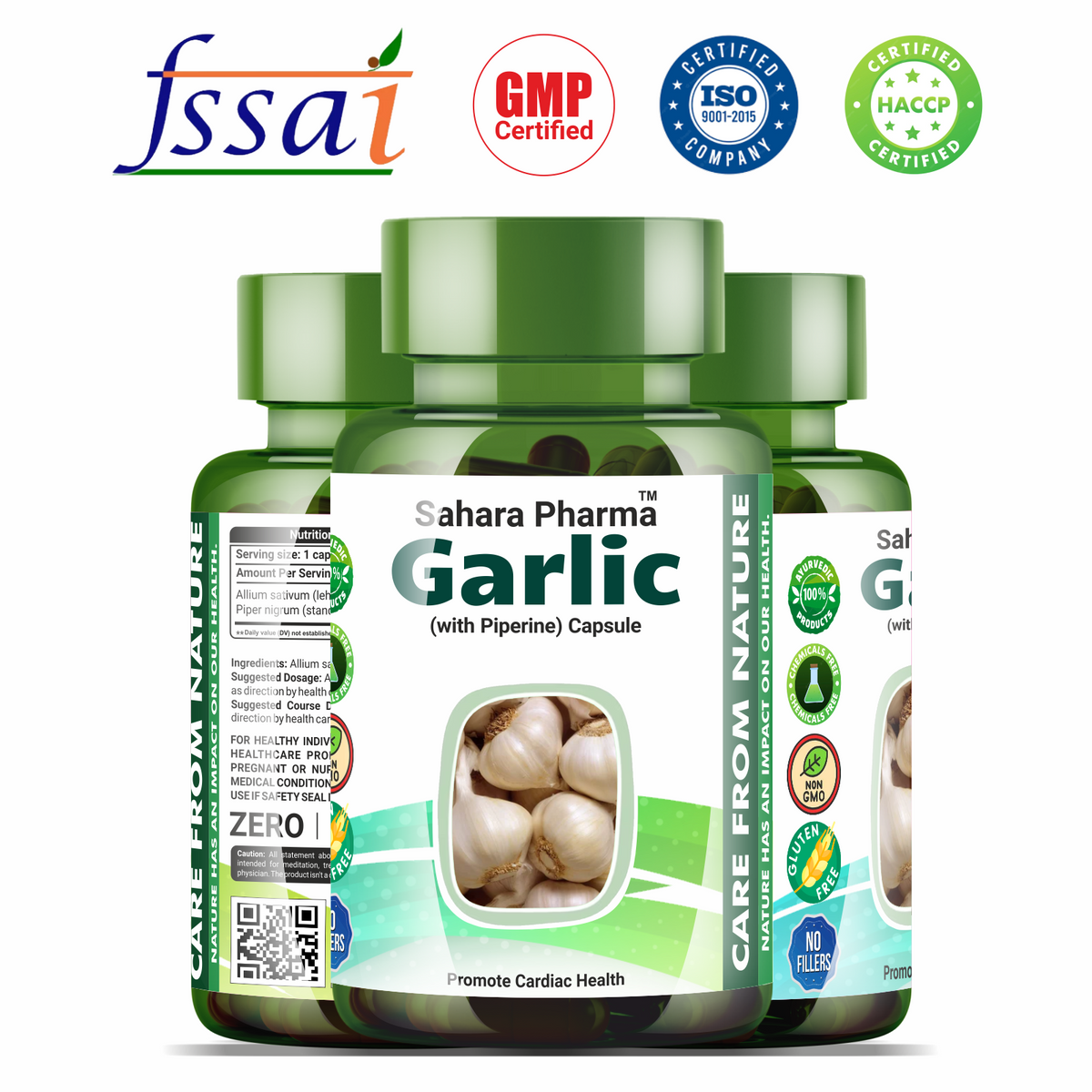 Sahara Pharma Garlic Capsule | Non GMO, Gluten Free, Zero Fillers | 500mg - 60 Capsule