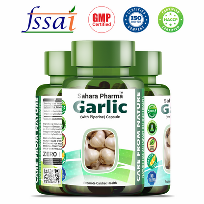 Sahara Pharma Garlic Capsule | Non GMO, Gluten Free, Zero Fillers | 500mg - 60 Capsule