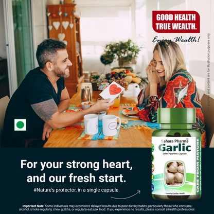 Sahara Pharma Garlic Capsule | Non GMO, Gluten Free, Zero Fillers | 500mg - 60 Capsule