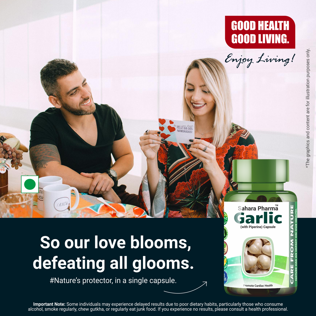 Sahara Pharma Garlic Capsule | Non GMO, Gluten Free, Zero Fillers | 500mg - 60 Capsule