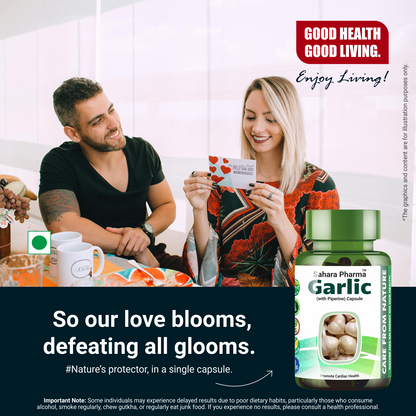 Sahara Pharma Garlic Capsule | Non GMO, Gluten Free, Zero Fillers | 500mg - 60 Capsule
