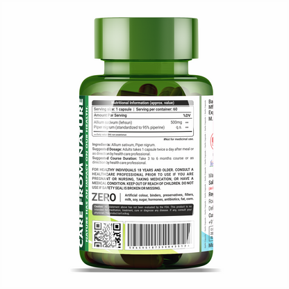 Sahara Pharma Garlic Capsule | Non GMO, Gluten Free, Zero Fillers | 500mg - 60 Capsule