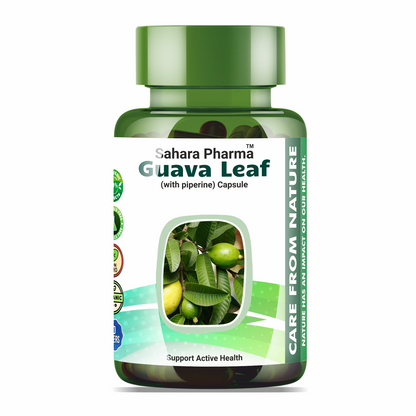 Sahara Pharma Guava Leaf Capsule | Non GMO, Gluten Free, Zero Fillers | 500mg - 60 Capsule