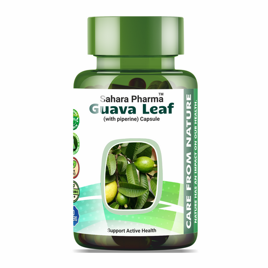 Sahara Pharma Guava Leaf Capsule | Non GMO, Gluten Free, Zero Fillers | 500mg - 60 Capsule