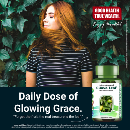 Sahara Pharma Guava Leaf Capsule | Non GMO, Gluten Free, Zero Fillers | 500mg - 60 Capsule