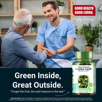 Sahara Pharma Guava Leaf Capsule | Non GMO, Gluten Free, Zero Fillers | 500mg - 60 Capsule