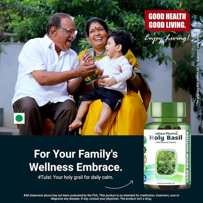 Holy Basil Capsule | Tulsi - Tulasi - Sritulasi - Nalla Thulasi - Sacred Basil | Rich in Vitamins A, C, K, Calcium, Iron, Magnesium, Zinc,, Potassium | Non GMO, Gluten Free, Zero Fillers | 500mg - 60 Capsule