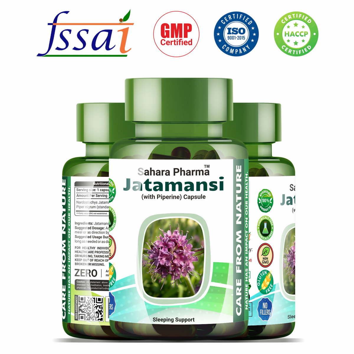 Sahara Pharma Jatamansi Capsule | Non GMO, Gluten Free, Zero Fillers | 500mg - 60 Capsule
