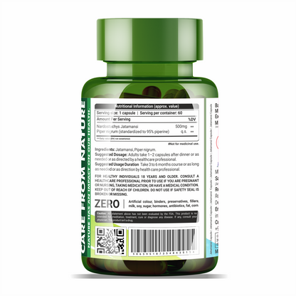 Sahara Pharma Jatamansi Capsule | Non GMO, Gluten Free, Zero Fillers | 500mg - 60 Capsule