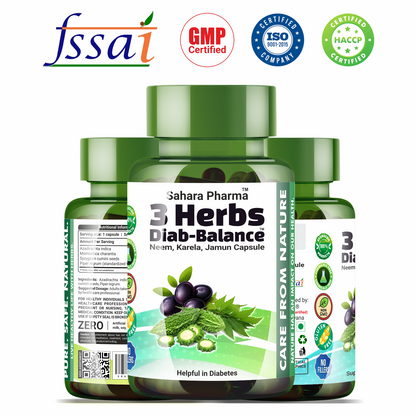 Sahara Pharma Neem Karela Jamun Capsule | Non GMO, Gluten Free, Zero Fillers | 500mg - 60 Capsule