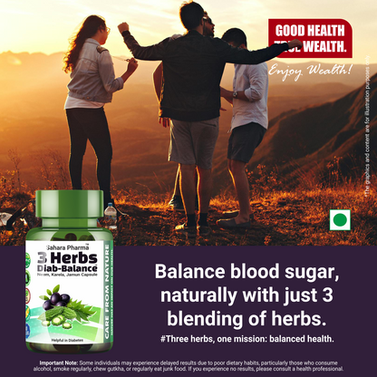 Sahara Pharma Neem Karela Jamun Capsule | Non GMO, Gluten Free, Zero Fillers | 500mg - 60 Capsule