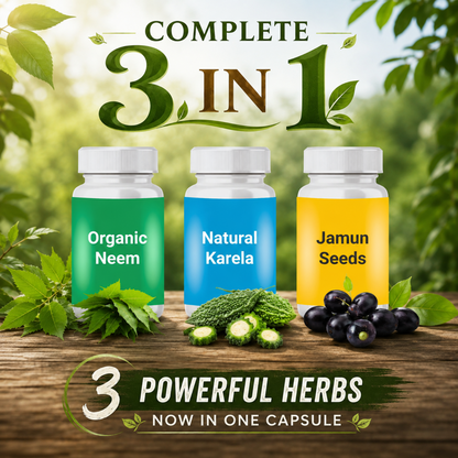 Sahara Pharma Neem Karela Jamun Capsule | Non GMO, Gluten Free, Zero Fillers | 500mg - 60 Capsule