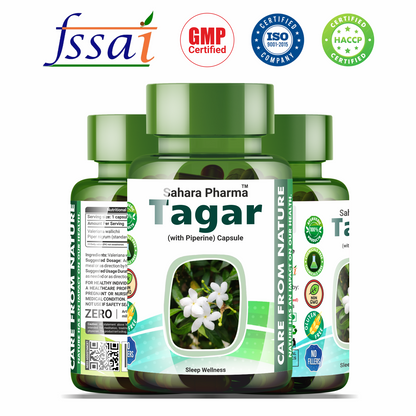Sahara Pharma Tagar Capsule | Non GMO, Gluten Free, Zero Fillers | 500mg - 60 Capsule