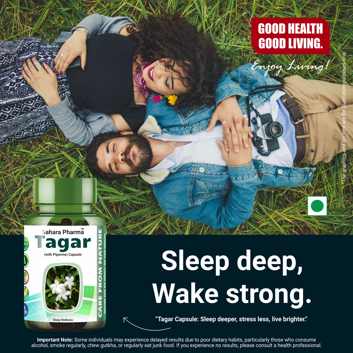 Sahara Pharma Tagar Capsule | Non GMO, Gluten Free, Zero Fillers | 500mg - 60 Capsule