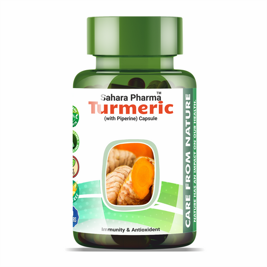 Sahara Pharma Turmeric Capsule | Non GMO, Zero Fillers, Zero Fillers | 500mg - 60 Capsule