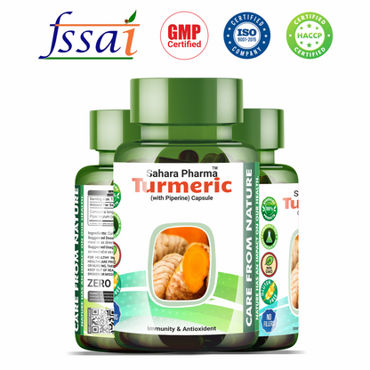 Sahara Pharma Turmeric Capsule | Non GMO, Zero Fillers, Zero Fillers | 500mg - 60 Capsule