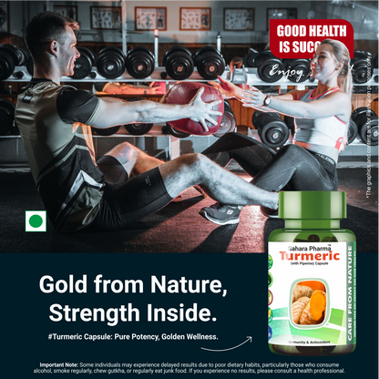 Sahara Pharma Turmeric Capsule | Non GMO, Zero Fillers, Zero Fillers | 500mg - 60 Capsule
